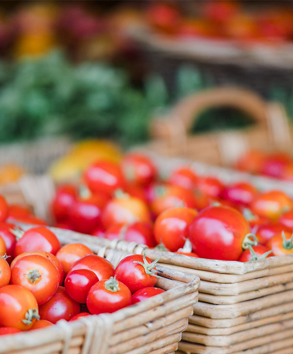 baskets of vegetables