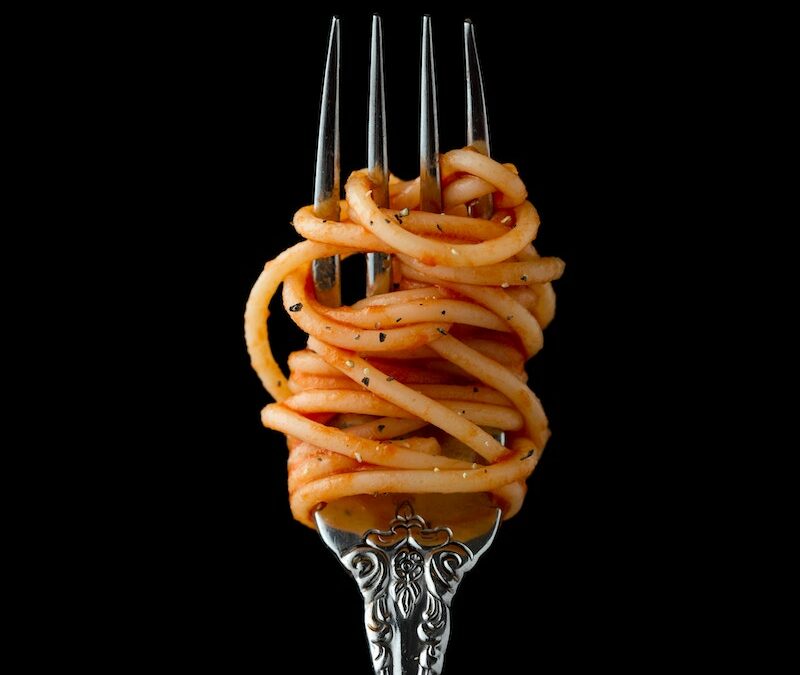 pasta on fork